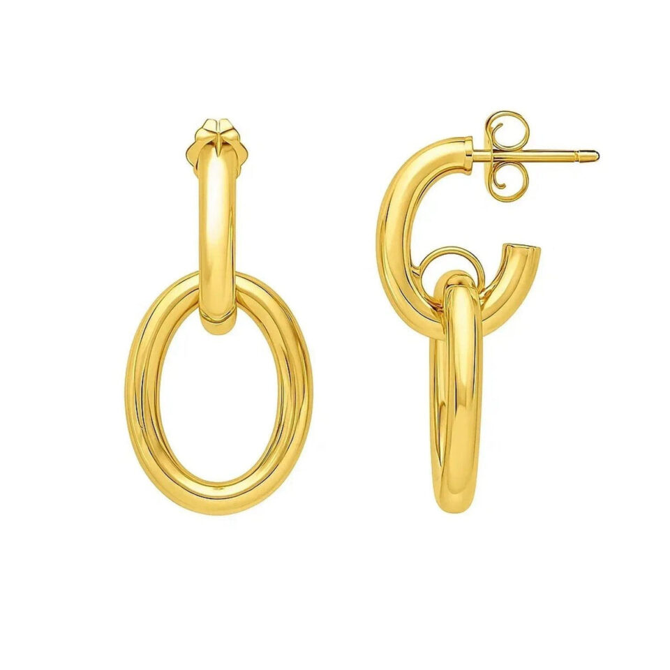 14K Yellow Gold Earrings Interlocking