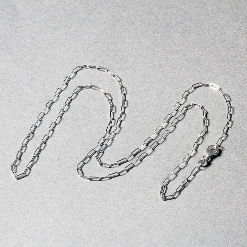 14K White Gold Paperclip Chain 1.50mm