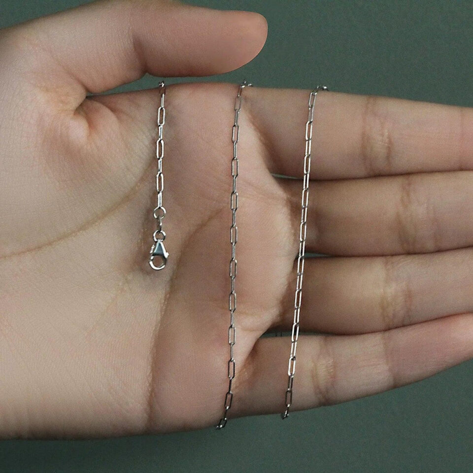 14K White Gold Paperclip Chain 1.50mm