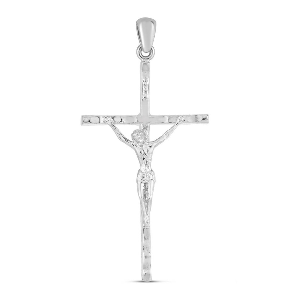 Sterling Silver, Rhodium Plated Cross Pendant