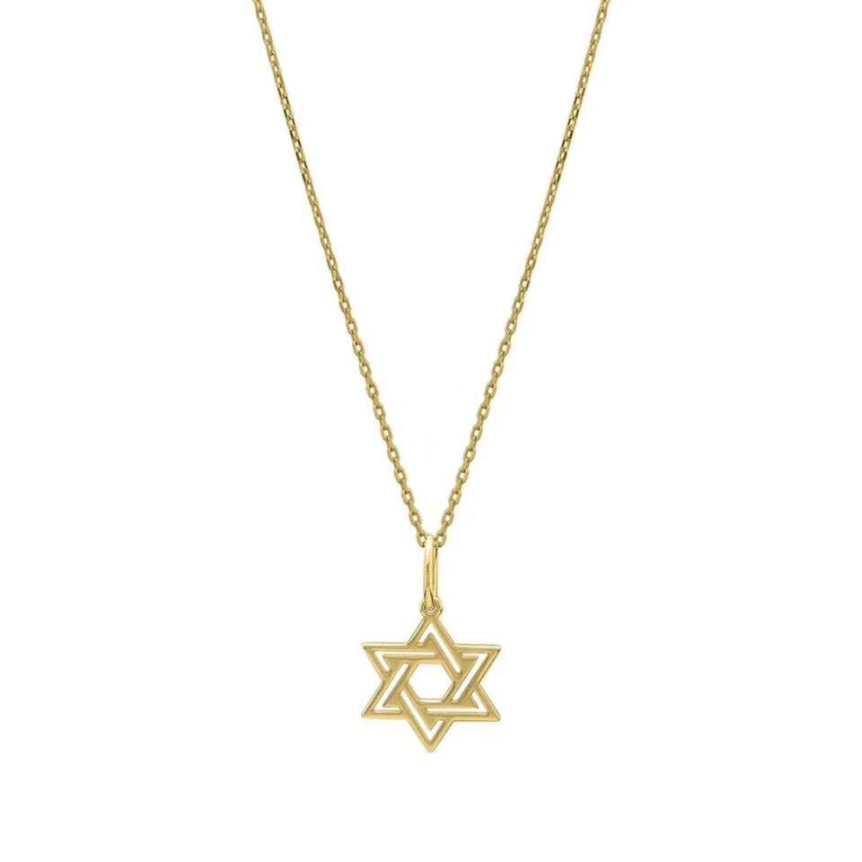 14K Yellow Gold Star of David Necklace