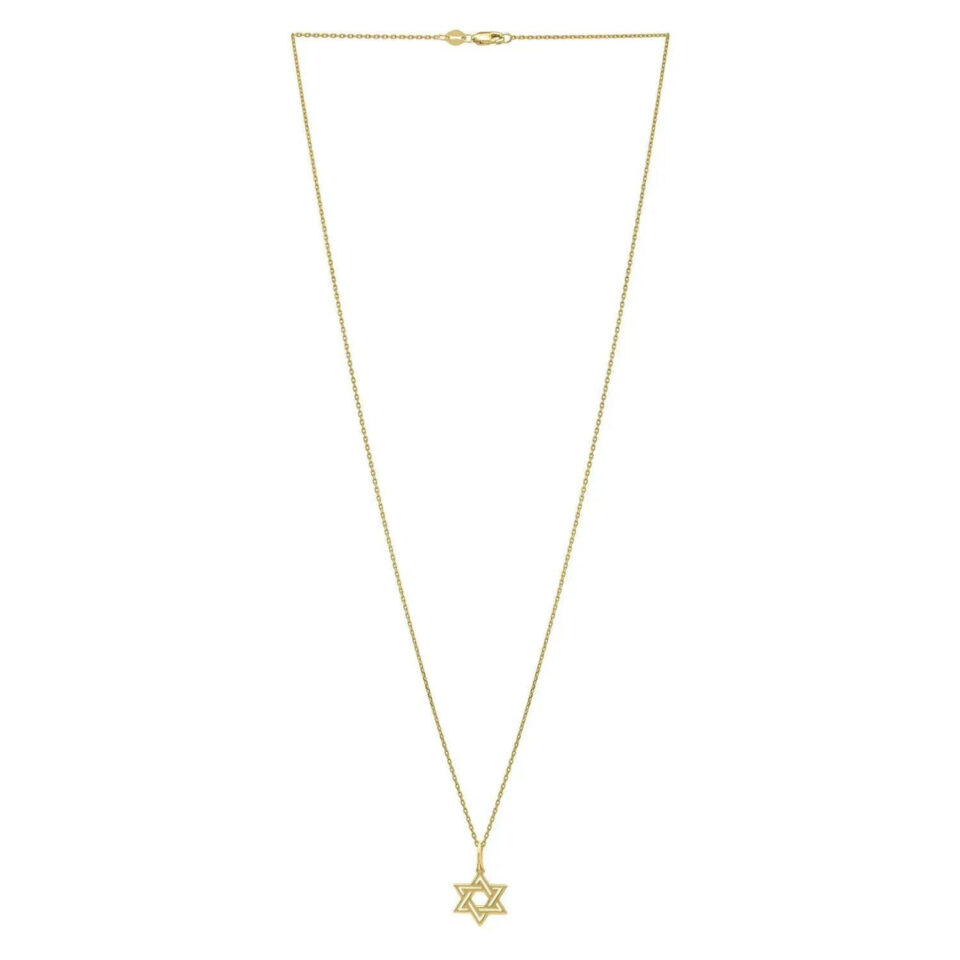 14K Yellow Gold Star of David Necklace