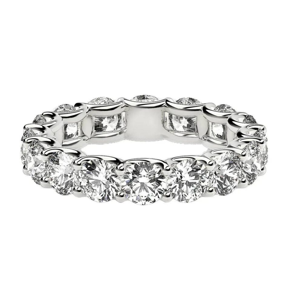 14K White Gold Lab-Grown Diamond Round Eternity Ring 4cttw