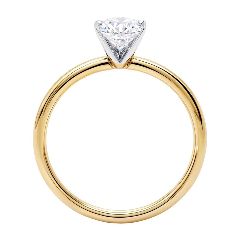 1 ct tw lab-grown diamond solitaire oval ring in solid 14K yellow gold, engagement ring, view 3