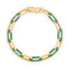 Paperclip malachite bracelet in solid 14K yellow gold