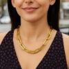 Extra wide paperclip chain necklace in solid 14K yellow gold, view 9