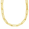 Extra wide paperclip chain necklace in solid 14K yellow gold, view 2