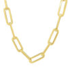 Extra wide paperclip chain necklace in solid 14K yellow gold, view 3