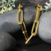 Extra wide paperclip chain necklace in solid 14K yellow gold, view 5
