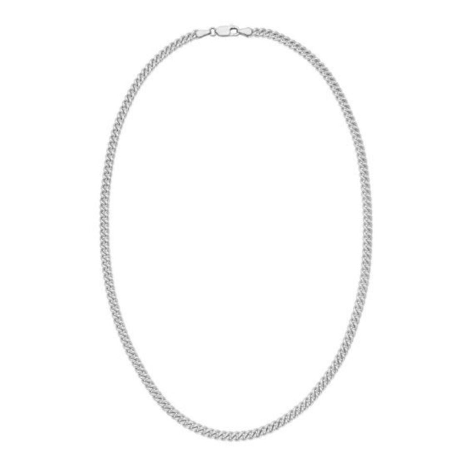 Rhodium-plated sterling silver vintage puffed miami cuban chain, 5.3 mm, view 3
