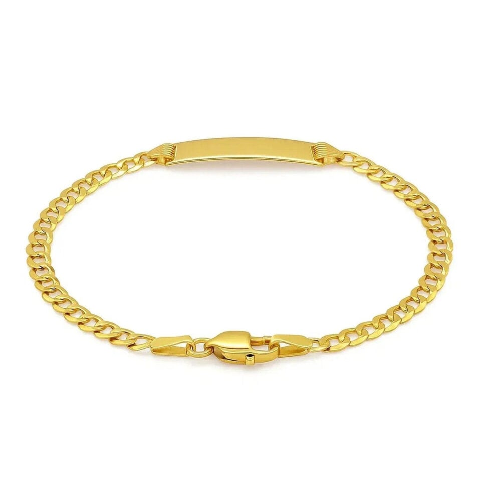 3.30mm curb bracelet in solid 14K yellow gold, view 4