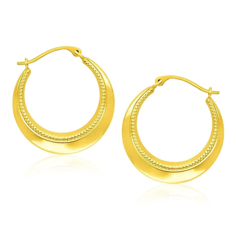 14K Yellow Gold Rope Round Hoop Earrings