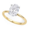 2 ct lab-grown diamond solitaire oval ring in solid 14K yellow gold, engagement ring, view 2