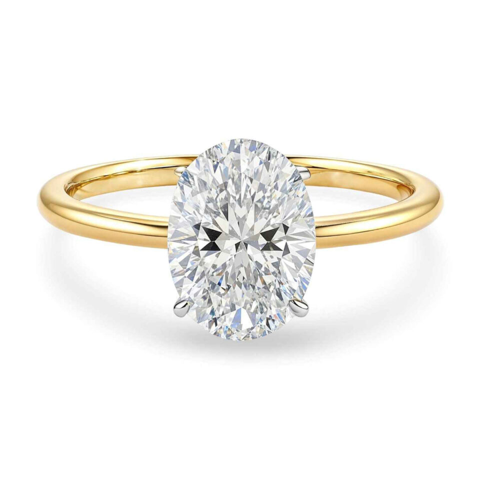 14K Yellow Gold Lab-Grown Diamond Solitaire Oval Ring
