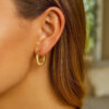 14K Yellow Gold Hoop Earrings Octagon