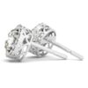 Halo round lab-grown diamond earrings in solid 14K white gold, view 2