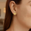 14K Yellow Gold Scribble Heart Stud Earrings