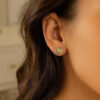 14K Yellow Gold Scribble Heart Stud Earrings