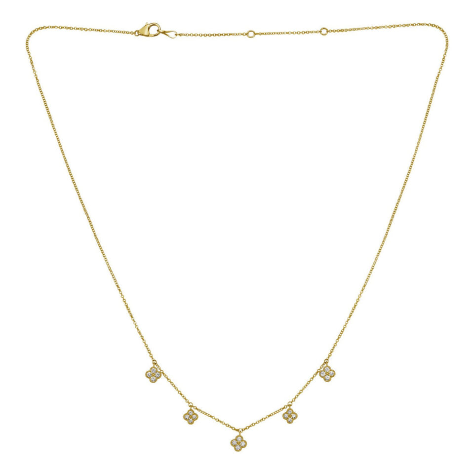 14K Yellow Gold Lab-Grown Diamond Flower Necklace