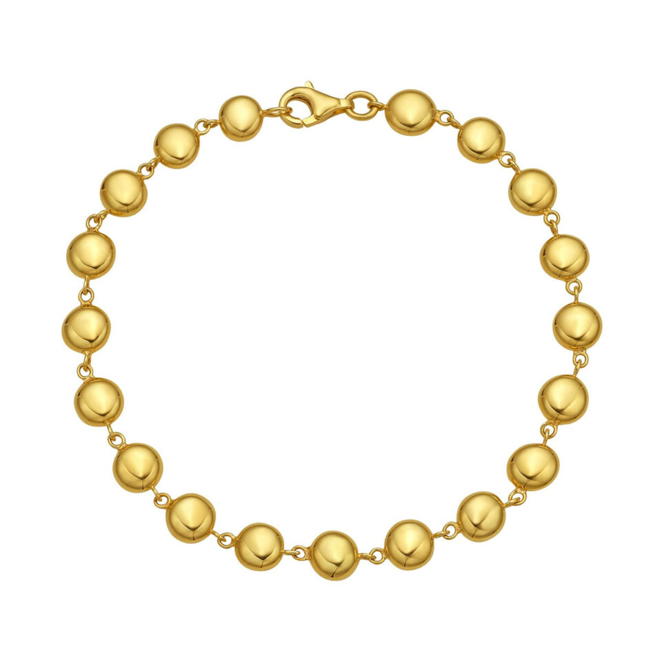 14K Yellow Gold Polished Pebble Bead Bracelet
