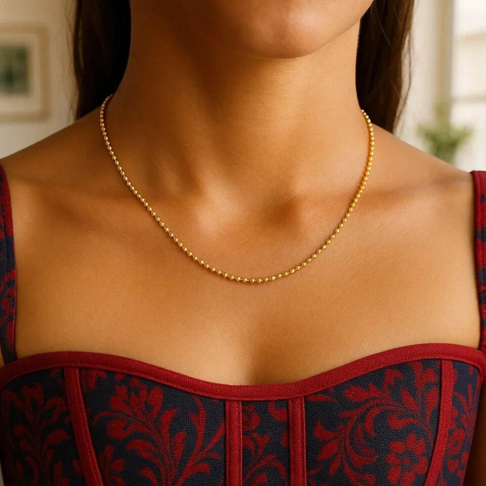 14K Yellow Gold Bead Chain 1.5mm