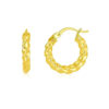 Twisted polished hoop earrings in solid 14K yellow gold