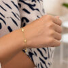 Heart rolo bracelet in solid 14K yellow gold, view 4