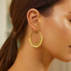 14K Yellow Gold Hoop Earrings 1.5x30mm