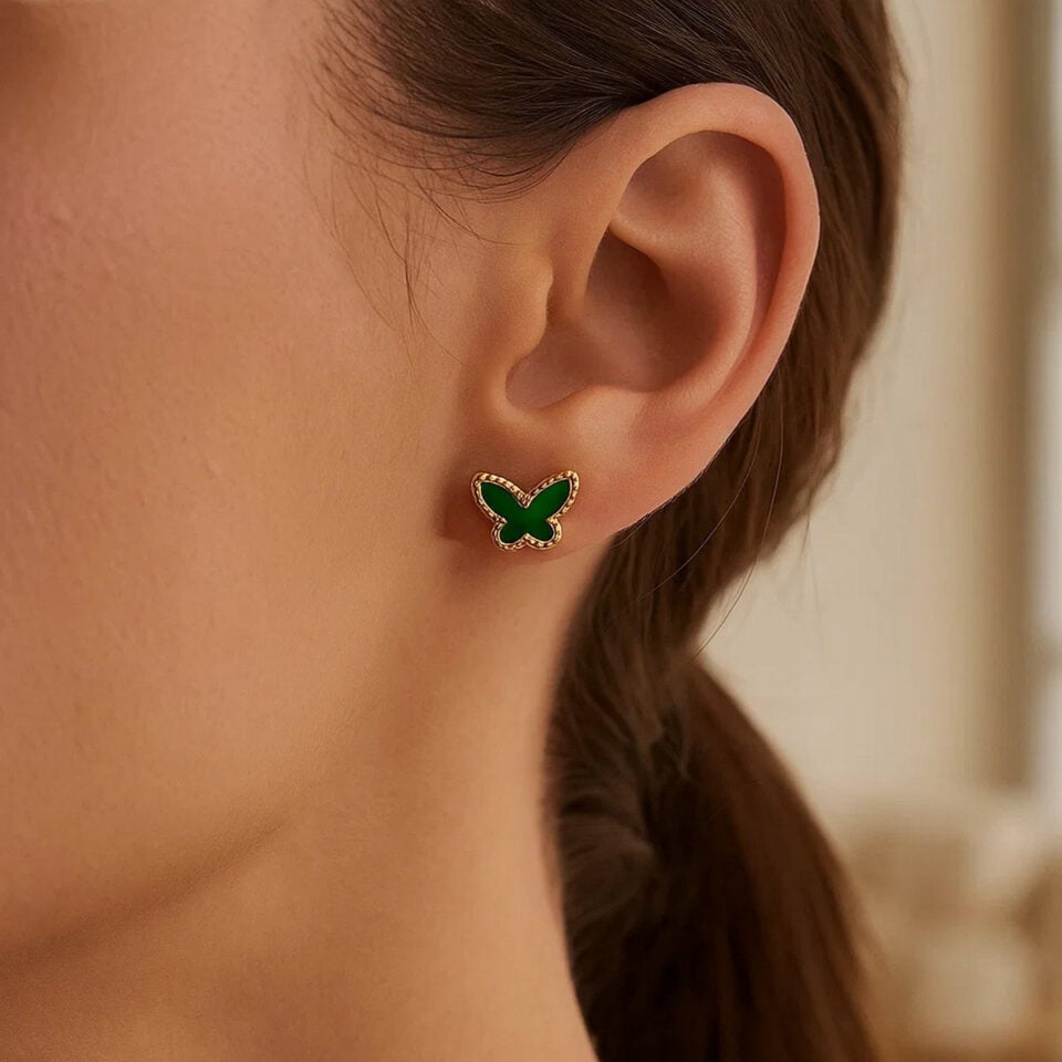 14K Yellow Gold Primavera Malachite Butterfly