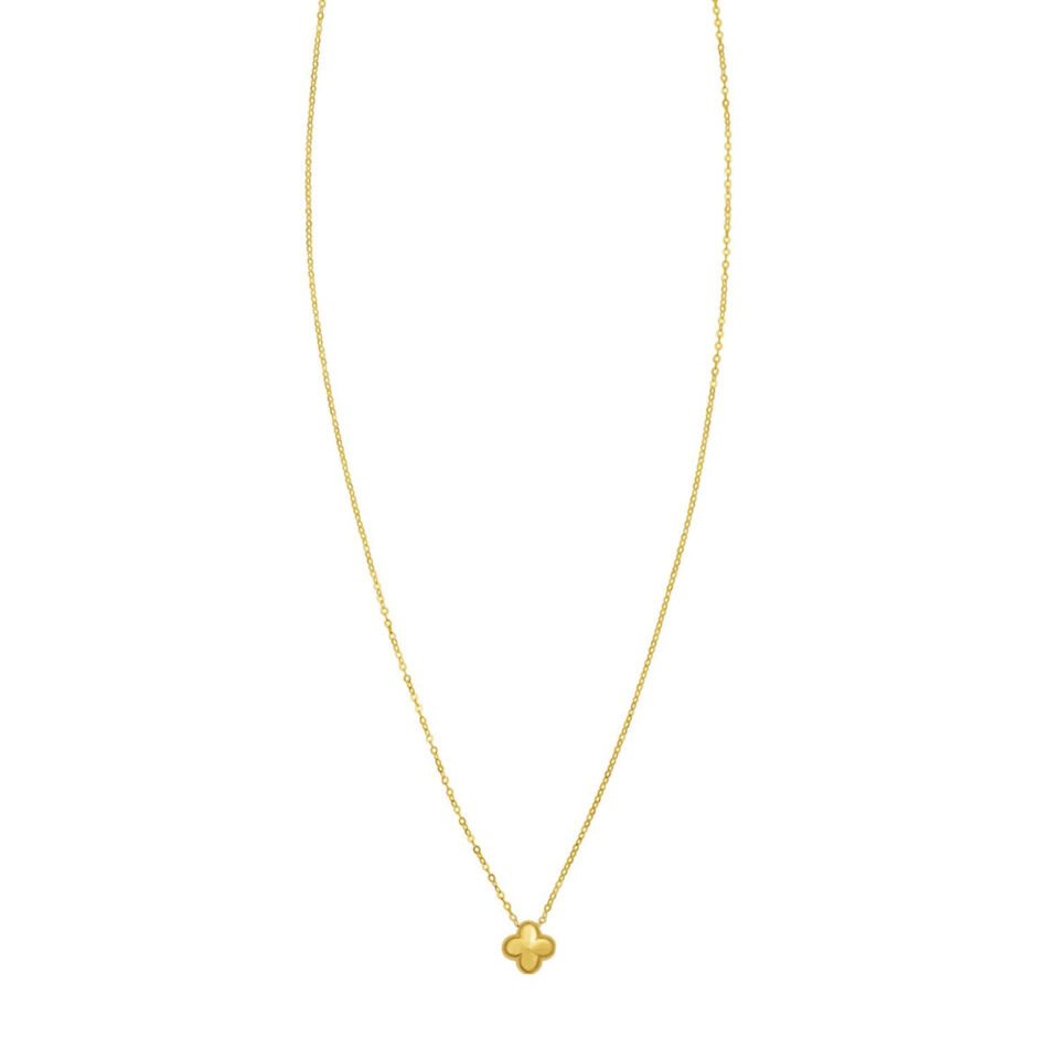14K Yellow Gold Puffed Mini Clover Pendant