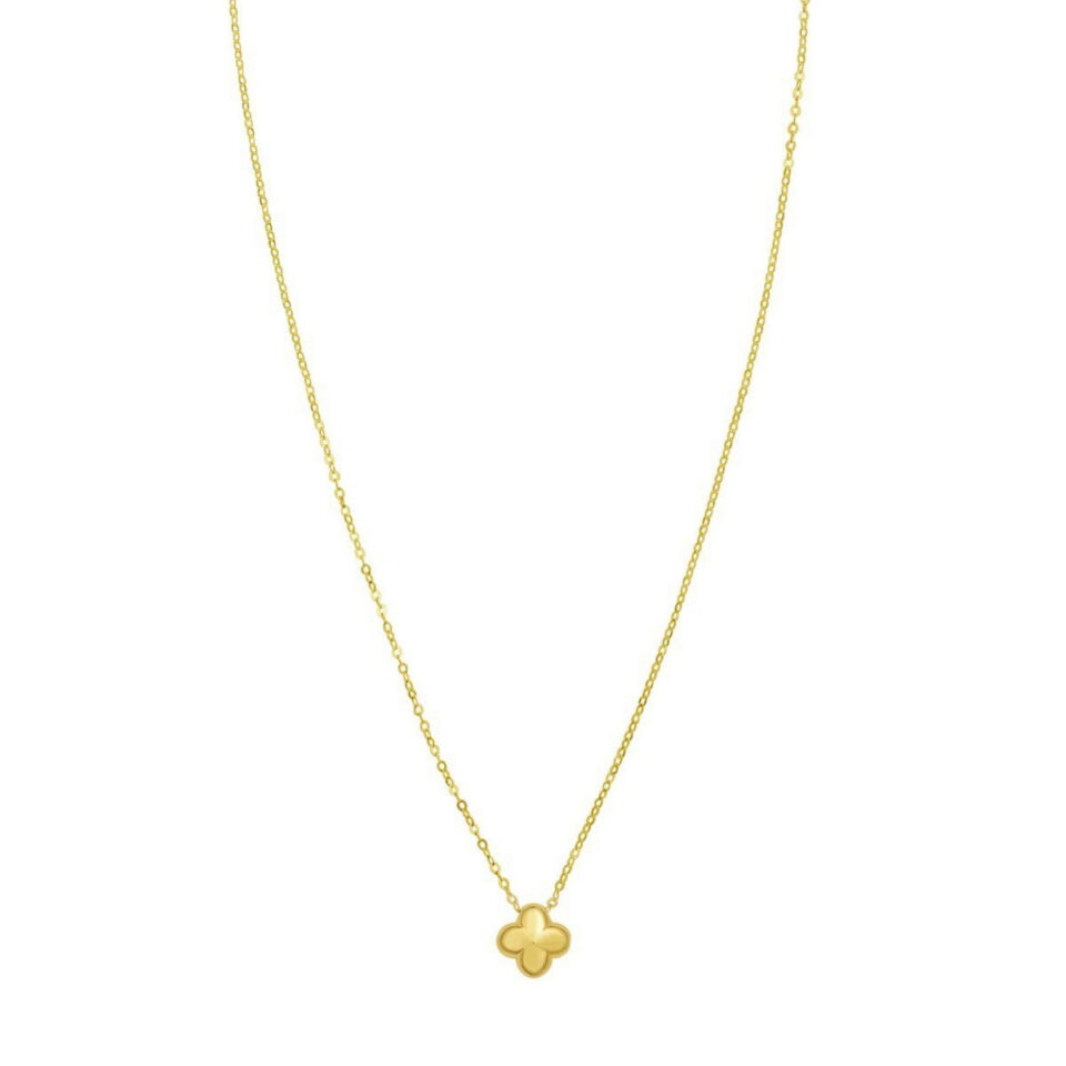 14K Yellow Gold Puffed Mini Clover Pendant