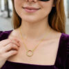 14K Yellow Gold Diamon Oro Circle Necklace