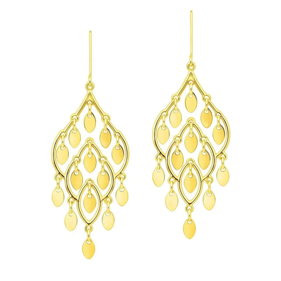 14K Yellow Gold Chandelier Earring