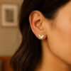 Mother of pearl butterfly stud in solid 14K yellow gold, view 3