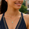 14K Yellow Gold Evil Eye Mother Of Pearl Necklace
