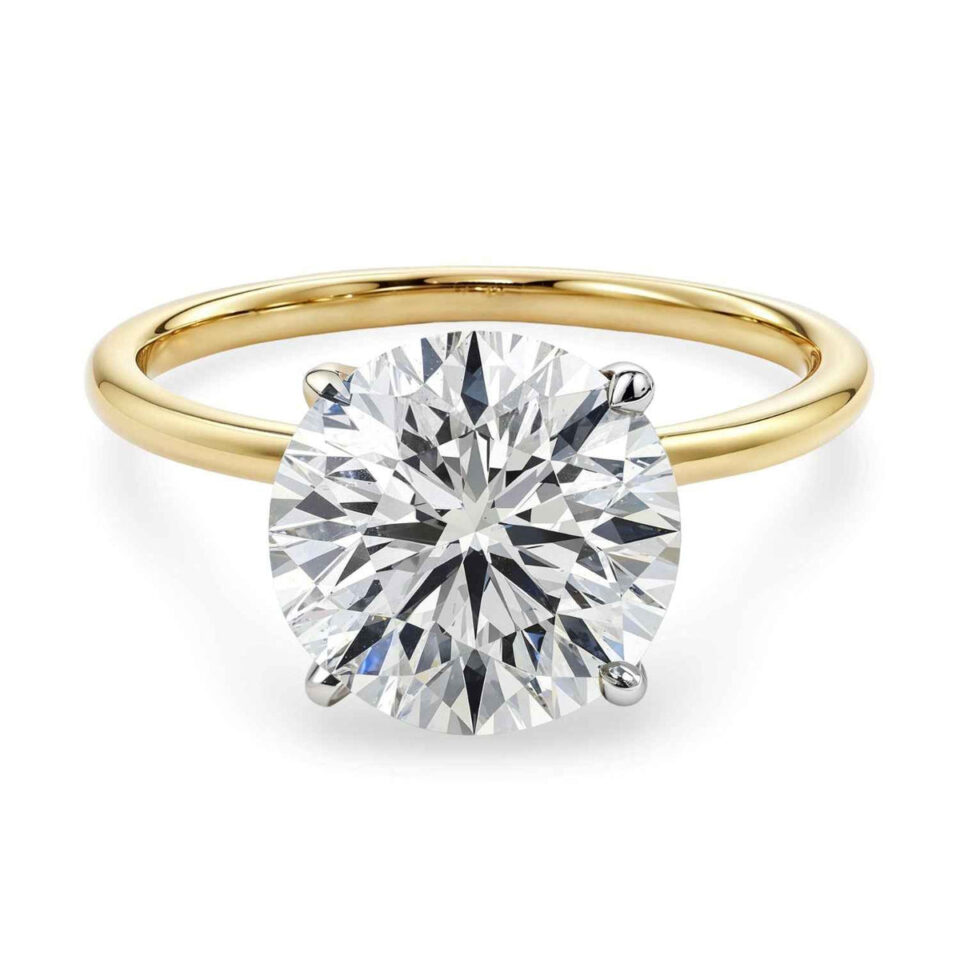 14K Yellow Gold Lab-Grown Diamond Solitaire Round Ring