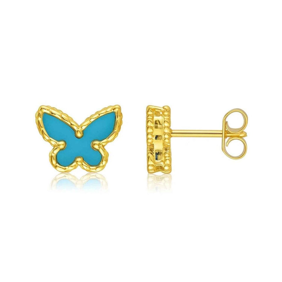 14K Yellow Gold Primavera Turquoise Butterfly