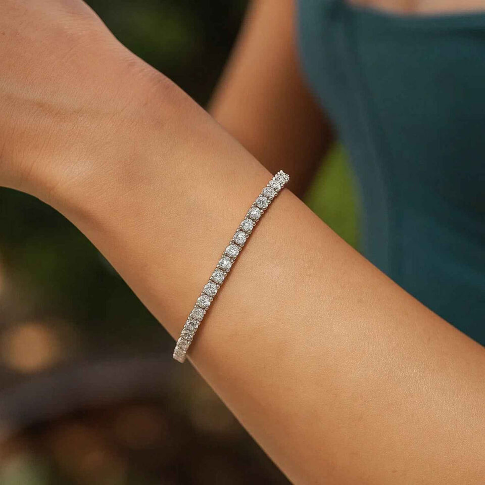 Sterling Silver, Rhodium Plated Tennis Bracelet