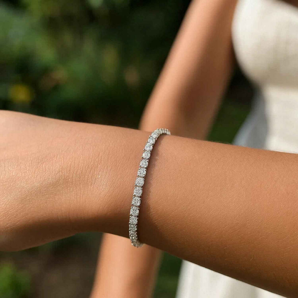 Sterling Silver, Rhodium Plated Tennis Bracelet