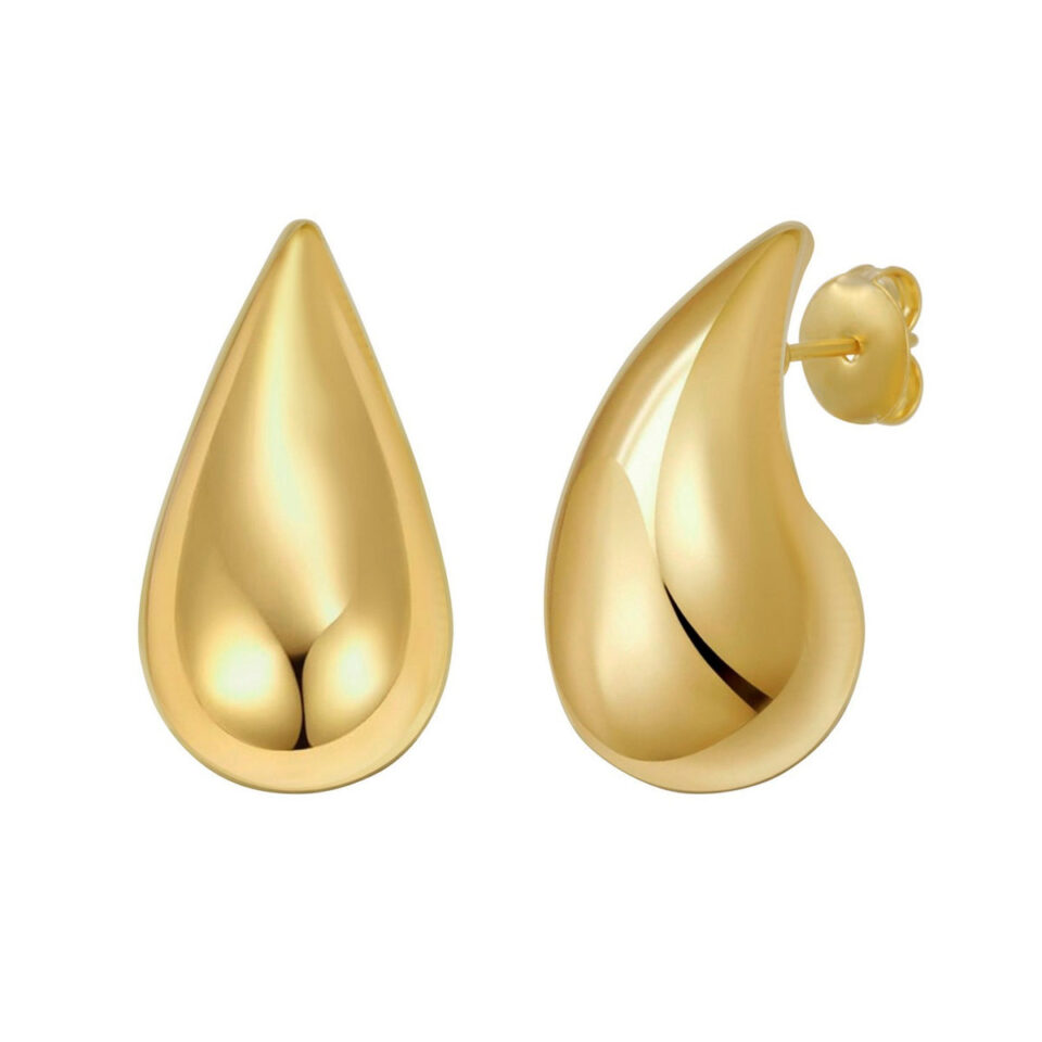Gold-Plated Sterling Silver Puffed Teardrop Earrings