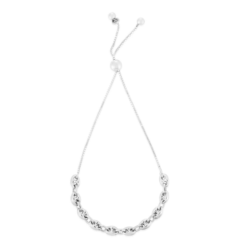 Sterling Silver, Rhodium Plated Heart Bracelet 4g