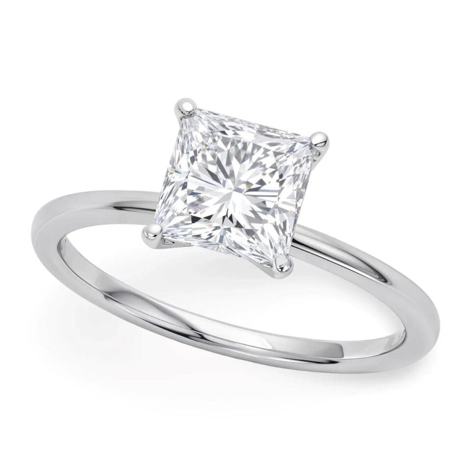 1.50 ct princess lab-grown diamond ring in solid 10K white gold, view 3