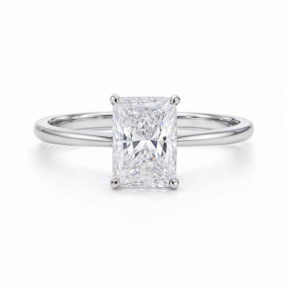 14K White Gold Lab-Grown Diamond Radiant Solitaire Ring