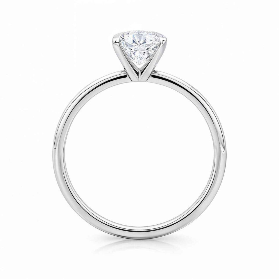 2 ct lab-grown diamond radiant solitaire ring in solid 14K white gold, engagement ring, view 3
