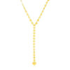 Mirrored heart chain lariat necklace in solid 14K yellow gold