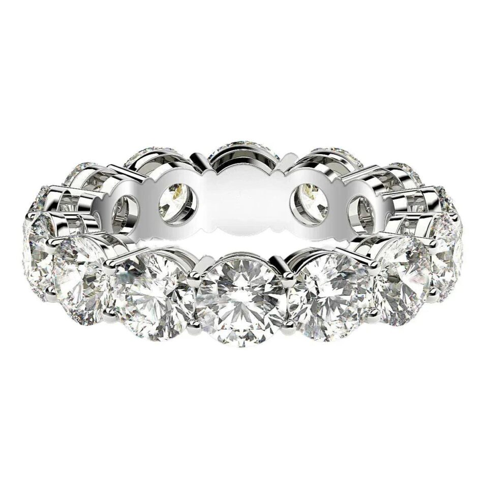 14K White Gold Lab-Grown Diamond Round Eternity Ring 6cttw