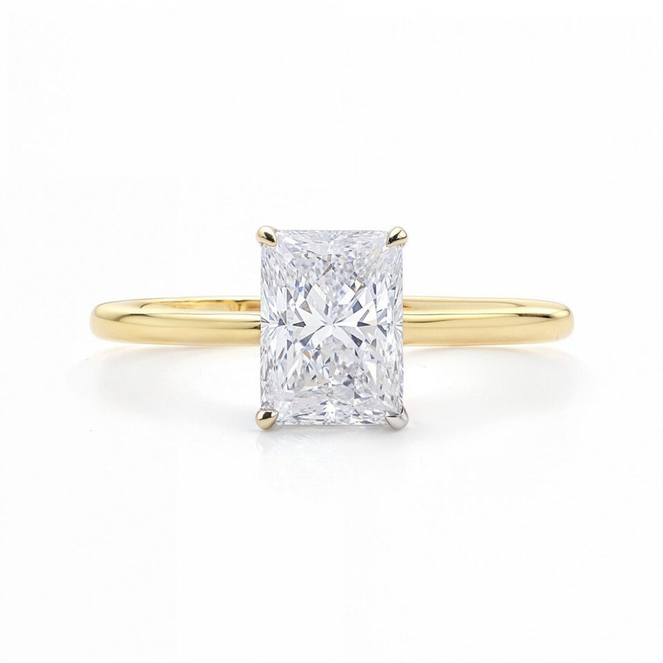14K Yellow Gold Lab-Grown Diamond Radiant Solitaire Ring