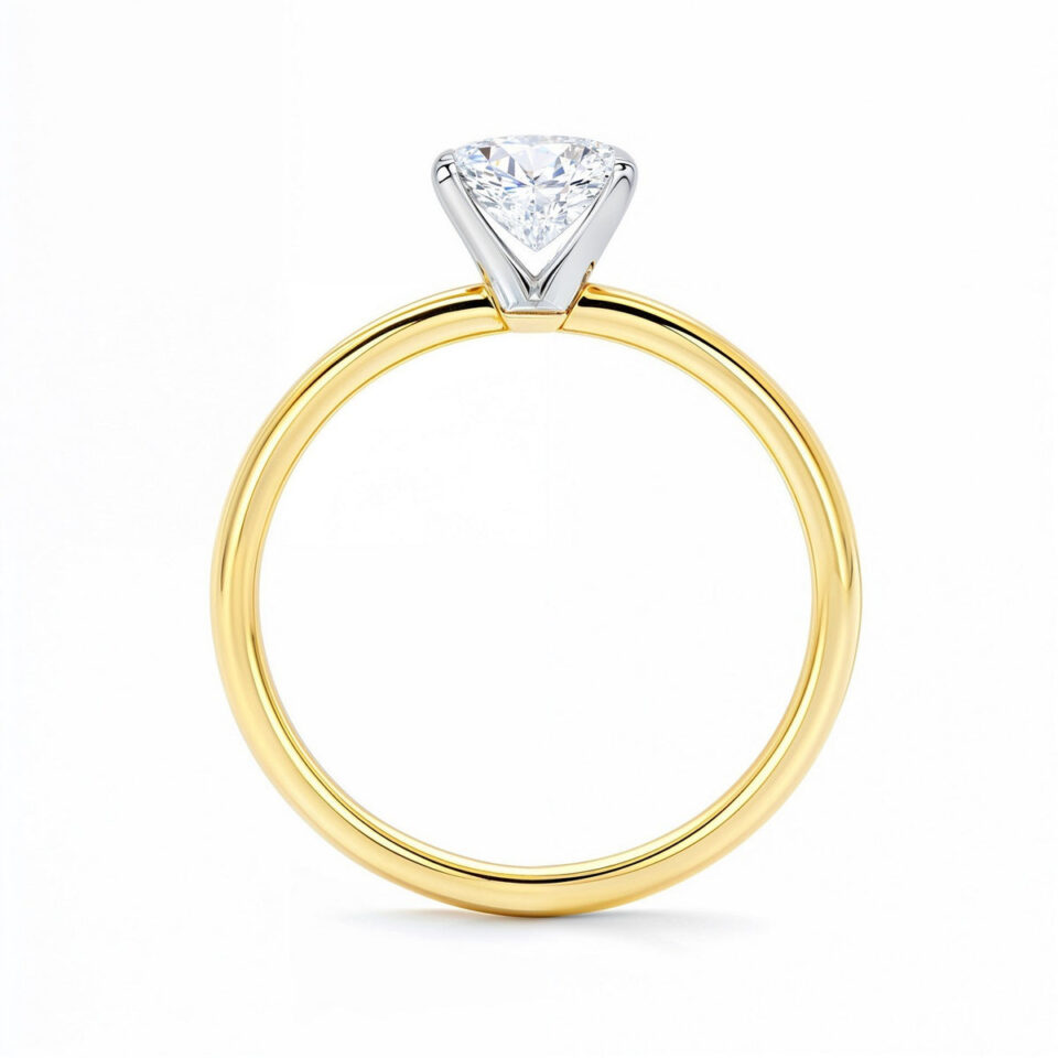 2 ct lab-grown diamond radiant solitaire ring in solid 14K yellow gold, engagement ring, view 3