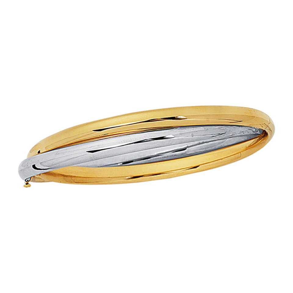 14K Two Tone Gold Interlocked Bangle