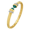 Green pyramid art deco cuff in solid 14K yellow gold, view 2